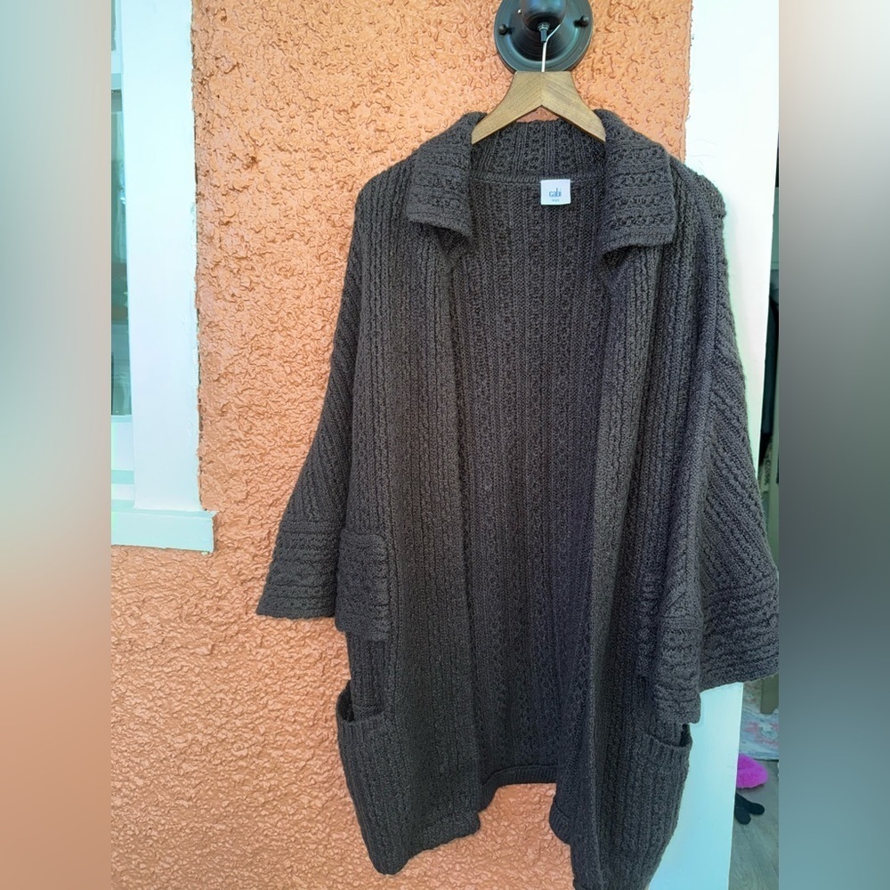 Cabi Cardigan Repose Cape Sweater Dark Brown Over Sized XS/S Relaxed Cozy